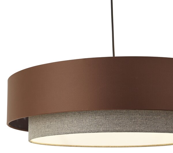 Sodobna viseča svetilka temno bronasta s taupe 50 cm 3-luči - Drum Duo