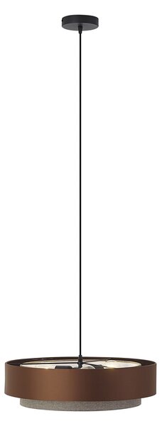 Sodobna viseča svetilka temno bronasta s taupe 50 cm 3-luči - Drum Duo