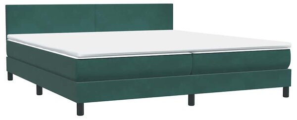 VidaXL Box spring postelja z vzmetnico temno zelena 180x210 cm žamet