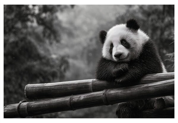 Slika panda počiva na bambusu
