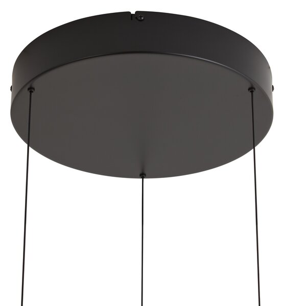 Moderna viseča svetilka črna z imitacijo orehovega lesa vključno z LED 3-stopenjsko zatemnilna s sistemom Easylift - Drew