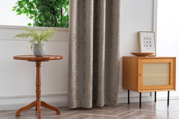 Zatemnitvena zavesa LOOM VELVET 140x250 cm, bež-rjava Za obesiti: Kovinski obročki