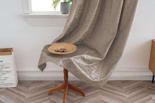 Zatemnitvena zavesa LOOM VELVET 140x250 cm, bež-rjava Za obesiti: Kovinski obročki