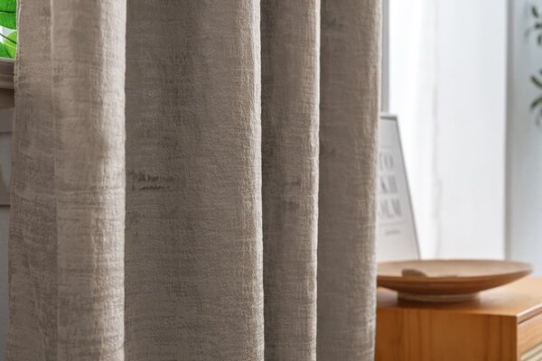Zatemnitvena zavesa LOOM VELVET 140x250 cm, bež-rjava Za obesiti: Kovinski obročki