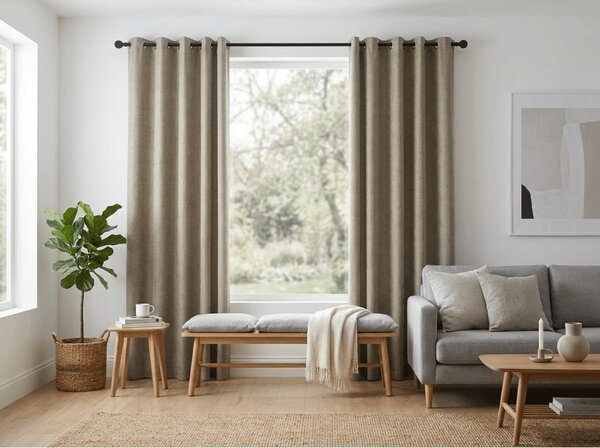 Zatemnitvena zavesa LOOM VELVET 140x250 cm, bež-rjava Za obesiti: Kovinski obročki