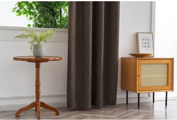 Zatemnitvena zavesa LOOM VELVET 140x250 cm, rjava Za obesiti: Kovinski obročki