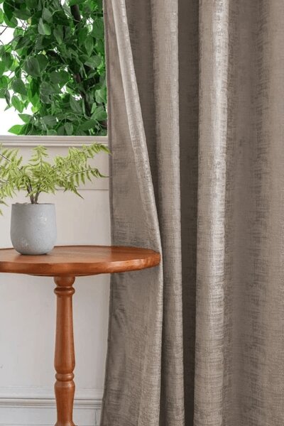 Zatemnitvena zavesa LOOM VELVET 140x250 cm, bež-rjava Za obesiti: Kovinski obročki