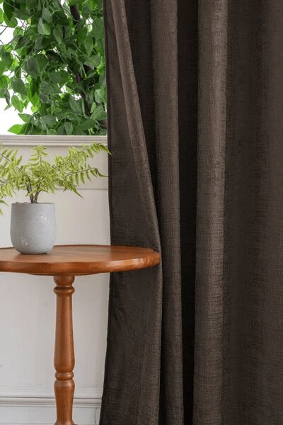 Zatemnitvena zavesa LOOM VELVET 140x250 cm, rjava Za obesiti: Kovinski obročki