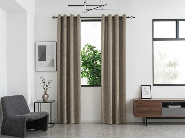 Zatemnitvena zavesa LOOM VELVET 140x250 cm, bež-rjava Za obesiti: Kovinski obročki