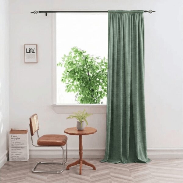 Zatemnitvena zavesa LOOM VELVET 140x250 cm, zelena Za obesiti: Kovinski obročki