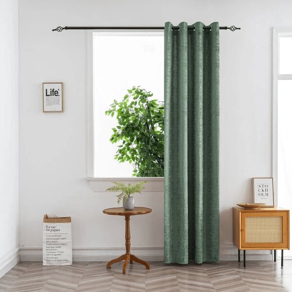 Zatemnitvena zavesa LOOM VELVET 140x250 cm, zelena Za obesiti: Kovinski obročki