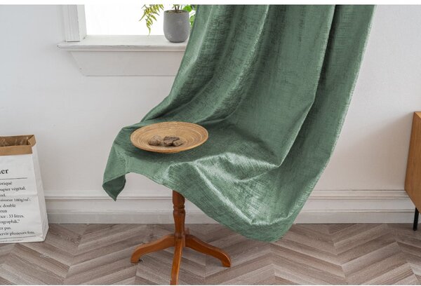 Zatemnitvena zavesa LOOM VELVET 140x250 cm, zelena Za obesiti: Kovinski obročki