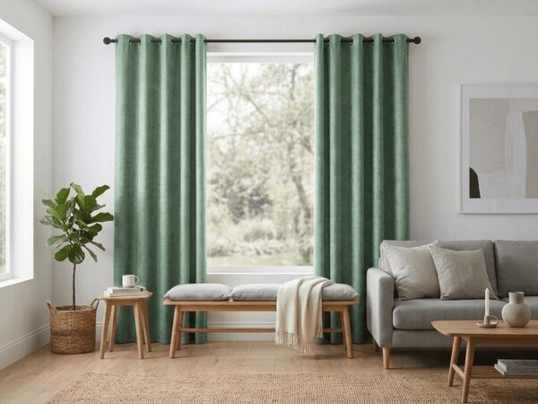 Zatemnitvena zavesa LOOM VELVET 140x250 cm, zelena Za obesiti: Kovinski obročki