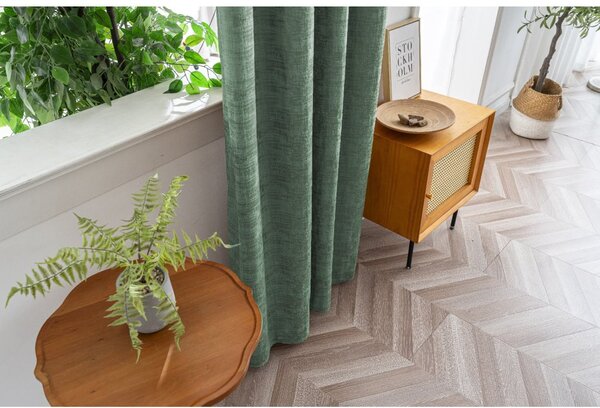Zatemnitvena zavesa LOOM VELVET 140x250 cm, zelena Za obesiti: Kovinski obročki