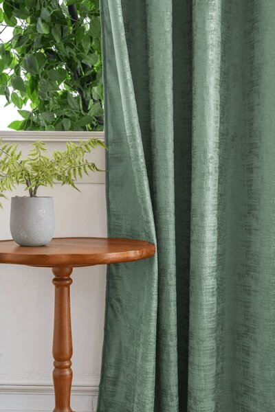Zatemnitvena zavesa LOOM VELVET 140x250 cm, zelena Za obesiti: Kovinski obročki