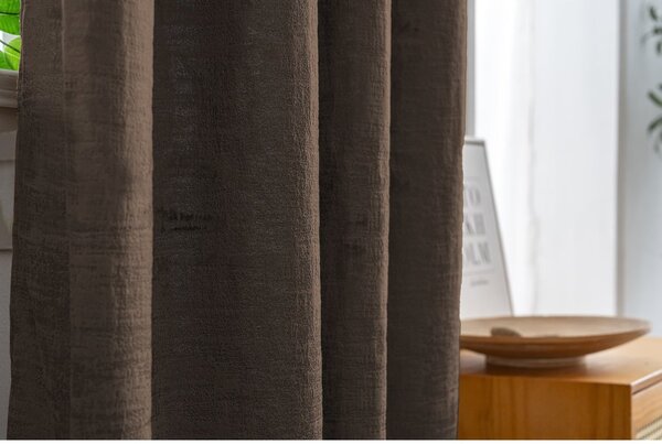 Zatemnitvena zavesa LOOM VELVET 140x250 cm, rjava Za obesiti: Kovinski obročki