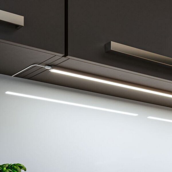 Paulmann podsvetilna lampa Inline 2-delni startni komplet krom 55 cm 830, zatemnjen, Kovinska, Kuhinja, Aluminij