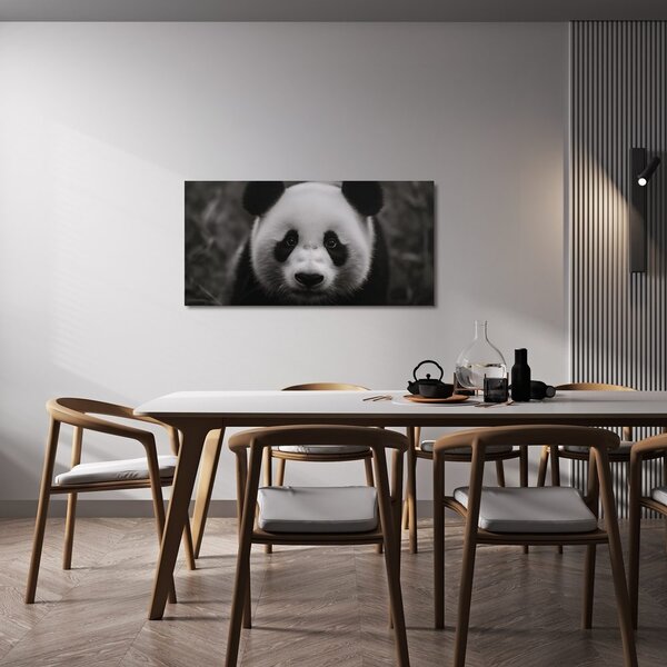 Slika črno-bela panda z nasmehom