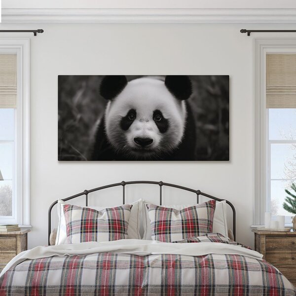 Slika črno-bela panda z nasmehom