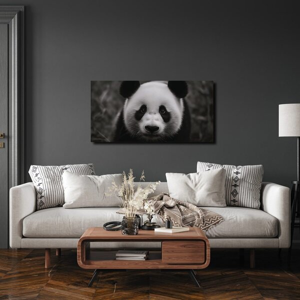 Slika črno-bela panda z nasmehom