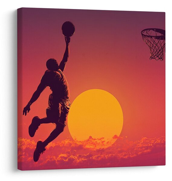 Slika slam dunk ob sončnem zahodu