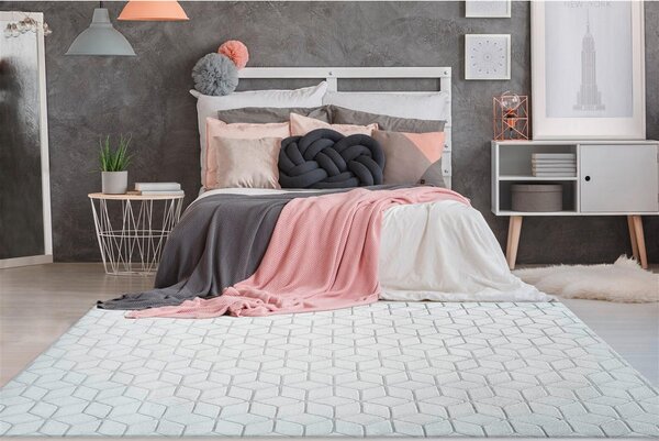 PREPROGA Vivica 125 Weiß / Graublau 80/150 cm taftano siva, bela