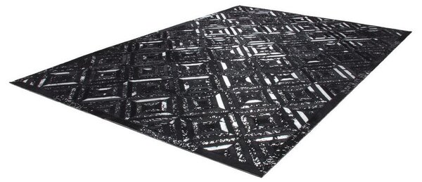 RAVNO TKANA PREPROGA Spark 410 Schwarz / Silber 80/150 cm črna, srebrne barve