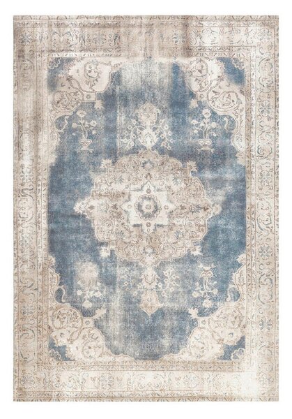 RAVNO TKANA PREPROGA Vintage 8400 Creme / Blau 140/200 cm potiskano modra, krem barve
