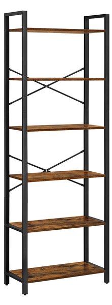 Knjižna omara TAYLOR s 6 policami 186x66 cm, rustikalno rjava