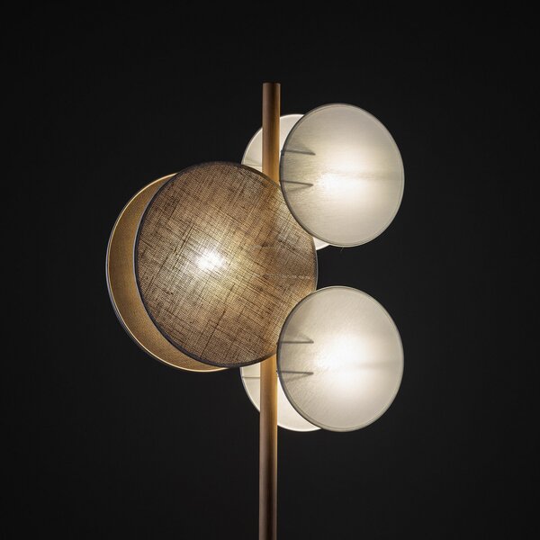 TK Lighting Talna svetilka Pulse, senčila iz jute, naravna rjava/bela, 3-plamen, Rjava / rjasta, Dnevna soba / jedilnica, Tkanine / tekstil