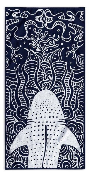 Temno modra brisača za plažo 90x180 cm Shark - DecoKing