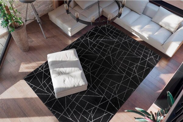 RAVNO TKANA PREPROGA Bijou 125 Schwarz / Silber 120/170 cm črna, srebrne barve