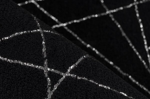 RAVNO TKANA PREPROGA Bijou 125 Schwarz / Silber 120/170 cm črna, srebrne barve