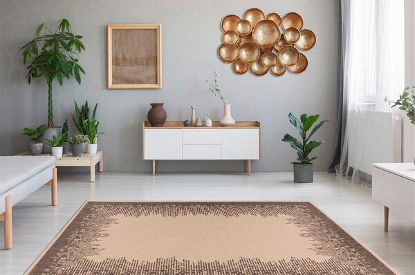 RAVNO TKANA PREPROGA Splash 900 Creme / Braun 120/170 cm tkano rjava, krem barve