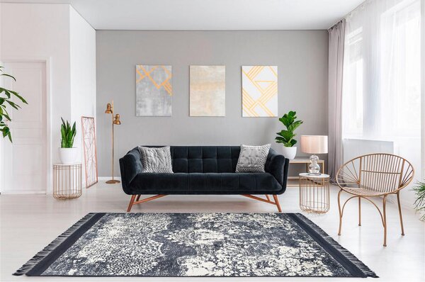 RAVNO TKANA PREPROGA Dolce Vita 125 80/150 cm taftano siva, bela