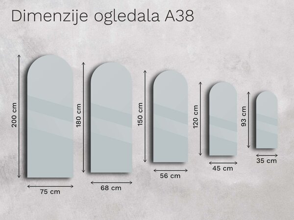 Netipično kopalniško ogledalo z LED osvetlitvijo A38 35×93