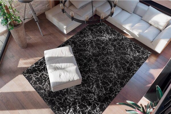 RAVNO TKANA PREPROGA Bijou 225 Schwarz / Silber 200/290 cm črna, srebrne barve
