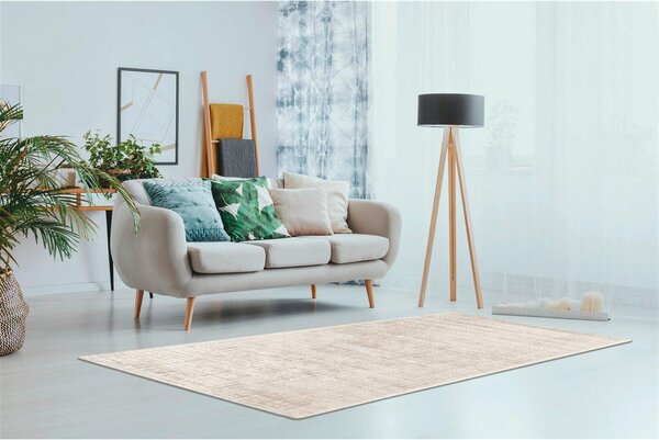 RAVNO TKANA PREPROGA Karma 80/150 cm taftano srebrne barve, bež