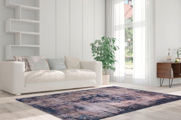 RAVNO TKANA PREPROGA Vintage 8403 Blau potiskano modra