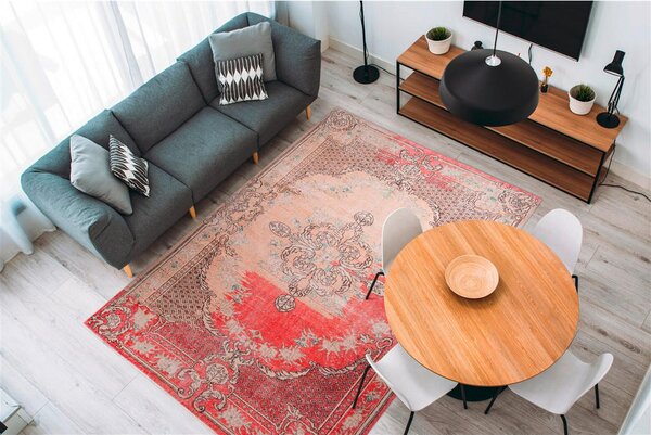 RAVNO TKANA PREPROGA Vintage 8405 Rot 140/200 cm potiskano rdeča