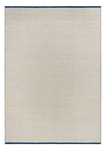 Modra/bež ročno tkana volnena preproga 140x200 cm Lenu – noo.ma