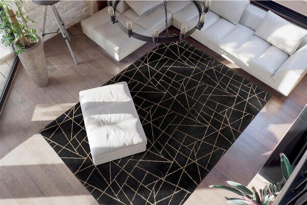 RAVNO TKANA PREPROGA Bijou 125 Schwarz / Gold 120/170 cm črna, zlate barve