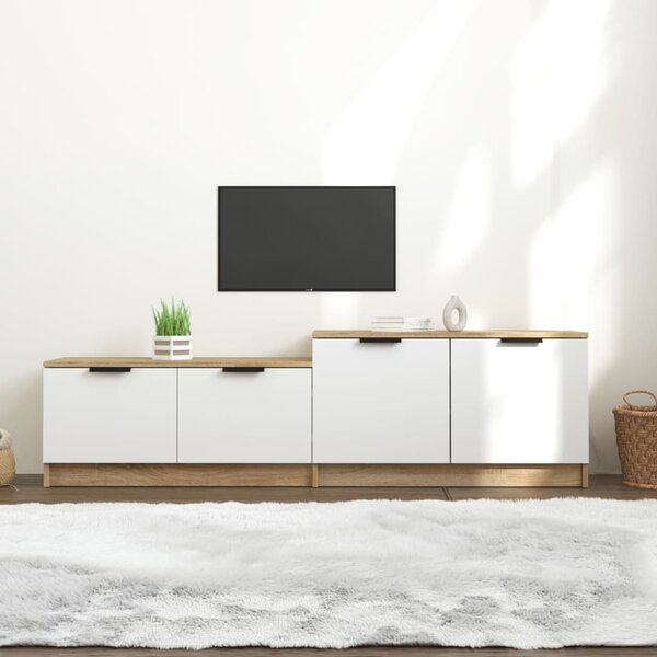 VidaXL TV omarica bela in sonoma hrast 158,5x36x45 cm konstruiran les