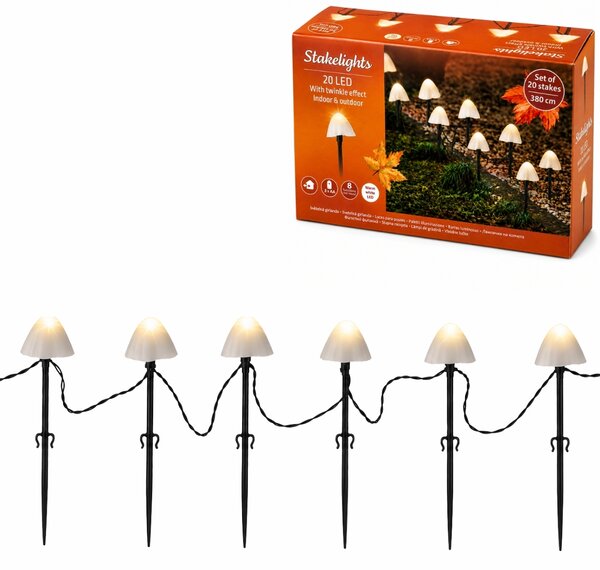 Vrtna LED svetila MUSHROOMS 20 kosov, 380 cm