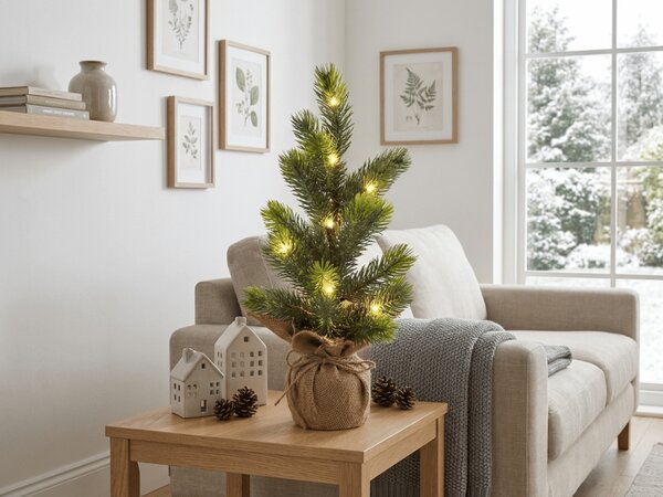 Umetno božično drevo MALI SMREK z LED osvetlitvijo, 37 cm