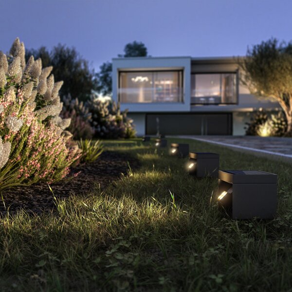 KLEWE LED solarni vrtni reflektor Alea antracit 15 x 15cm IP65, Črna, Aluminij, Sodobni, Solarne luči
