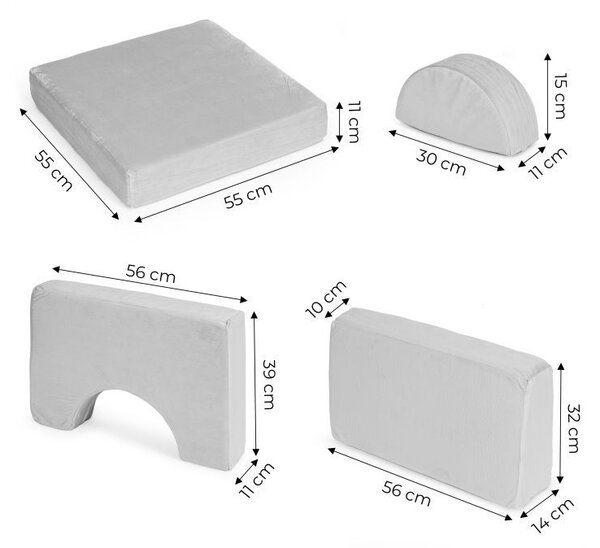 Velik modularni otroški kavč - siv