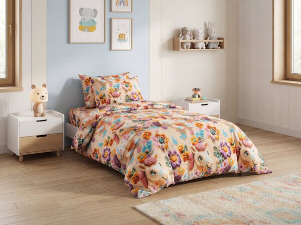 Otroška posteljnina iz mikrovlaken PONYBLOOM barvna Dimenzije posteljnine: 70 x 80 cm | 140 x 200 cm