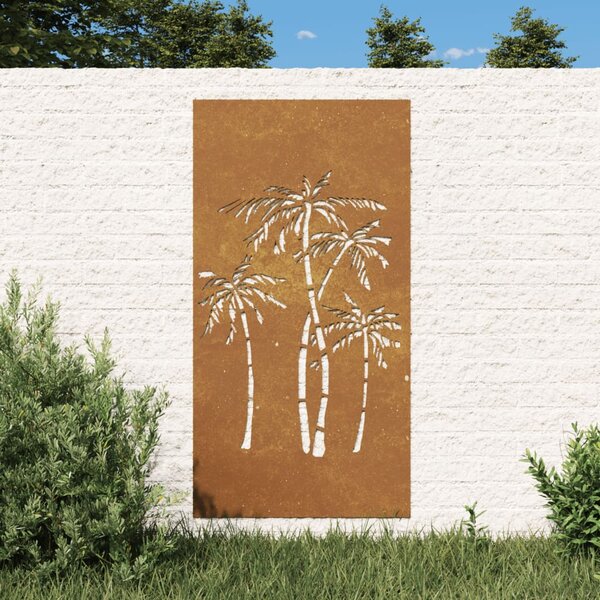 VidaXL Vrtna stenska dekoracija 105x55 cm corten jeklo palme