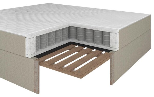 Bessagi Home Postelja Z Vzmetnico Marco, 140x200, Krem Barve